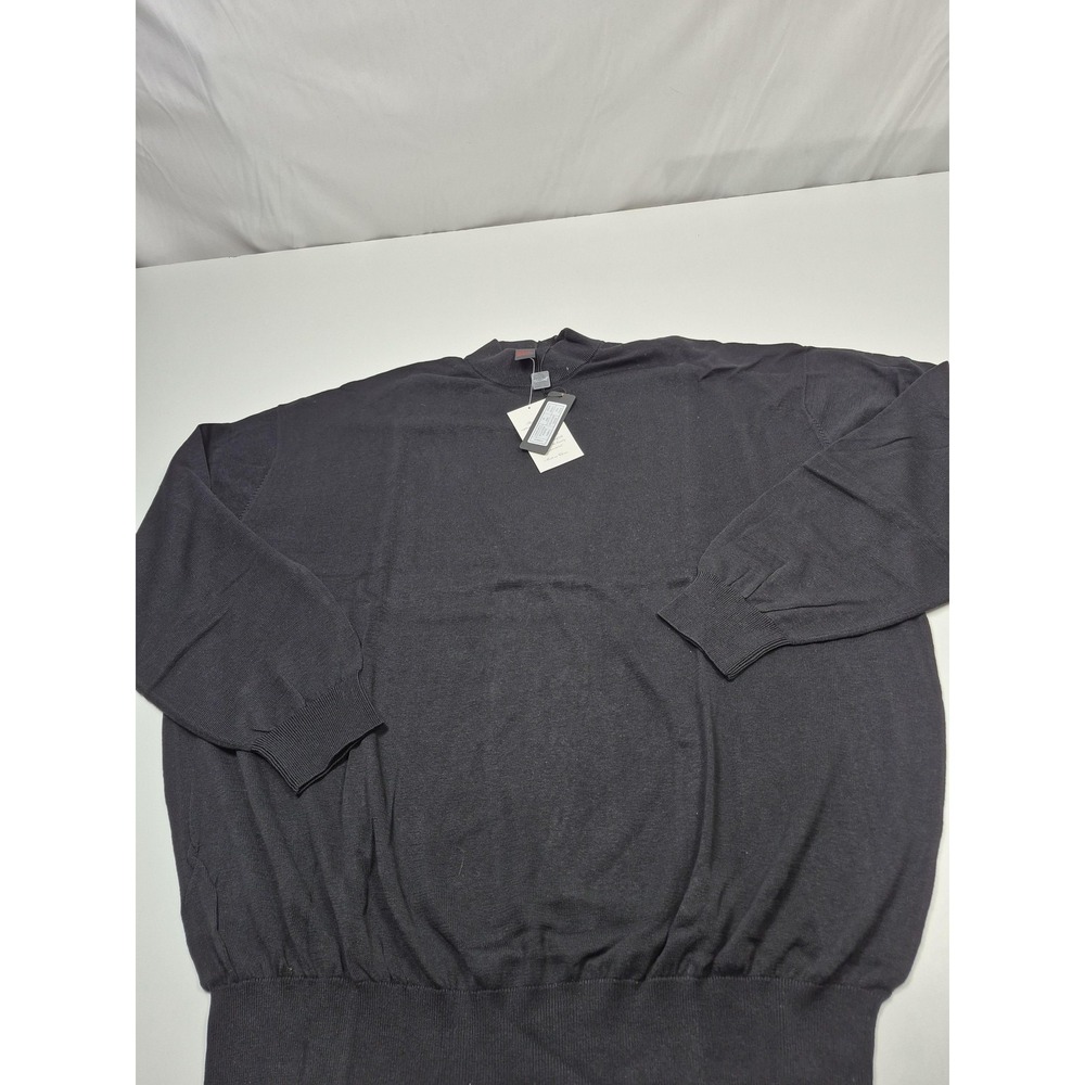 VTG Tulliano Sweater Mens Big 6X Black Silk Mock Neck Lightweight Knit Pullover